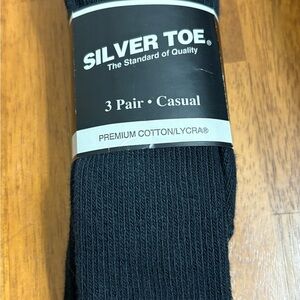 Men’s Silver Toe Black Casual Socks - 3 Pair Pack NWT